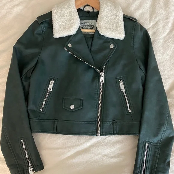 Levi's Sherpa-Trimmed Faux-Leather Moto Jacket MEDIUM - Picture 2 of 10
